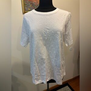 NWOT BLAIR Elegant White Eyelet Women's Top Size L